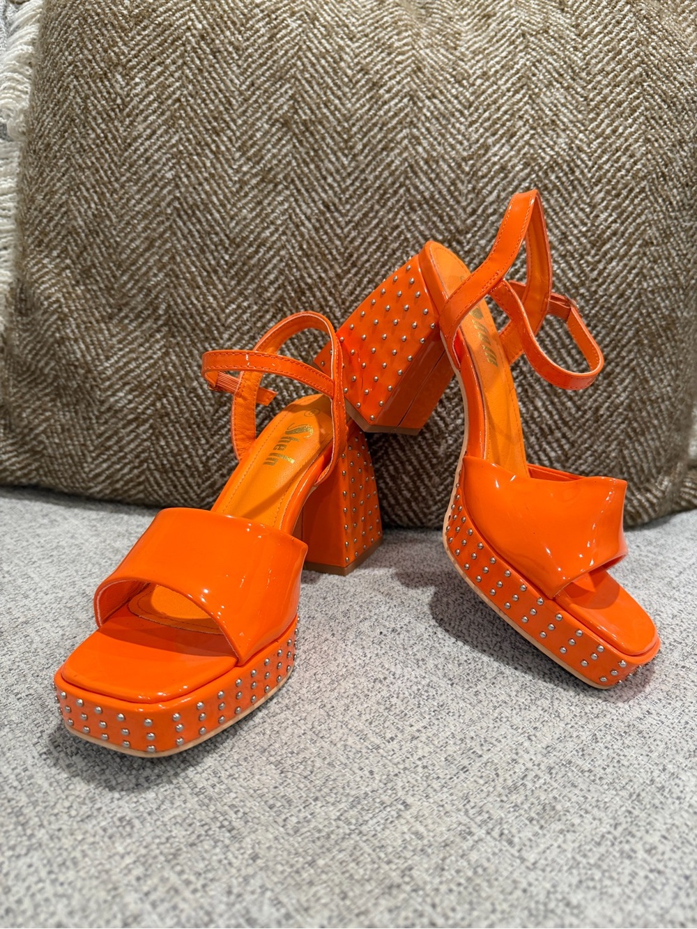 Orange Block Heels